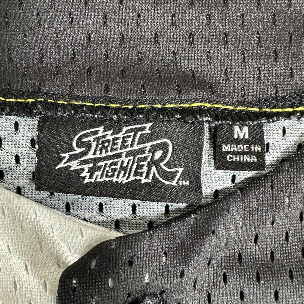 Street Fighter II Mens Baseball Jersey Black White Split Kanji Graphic Shirt M - Picture 3 of 14